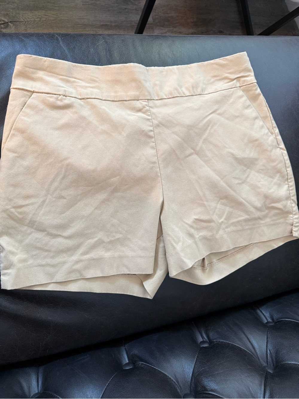New York & Company Cream High-Waist Tailored Shorts